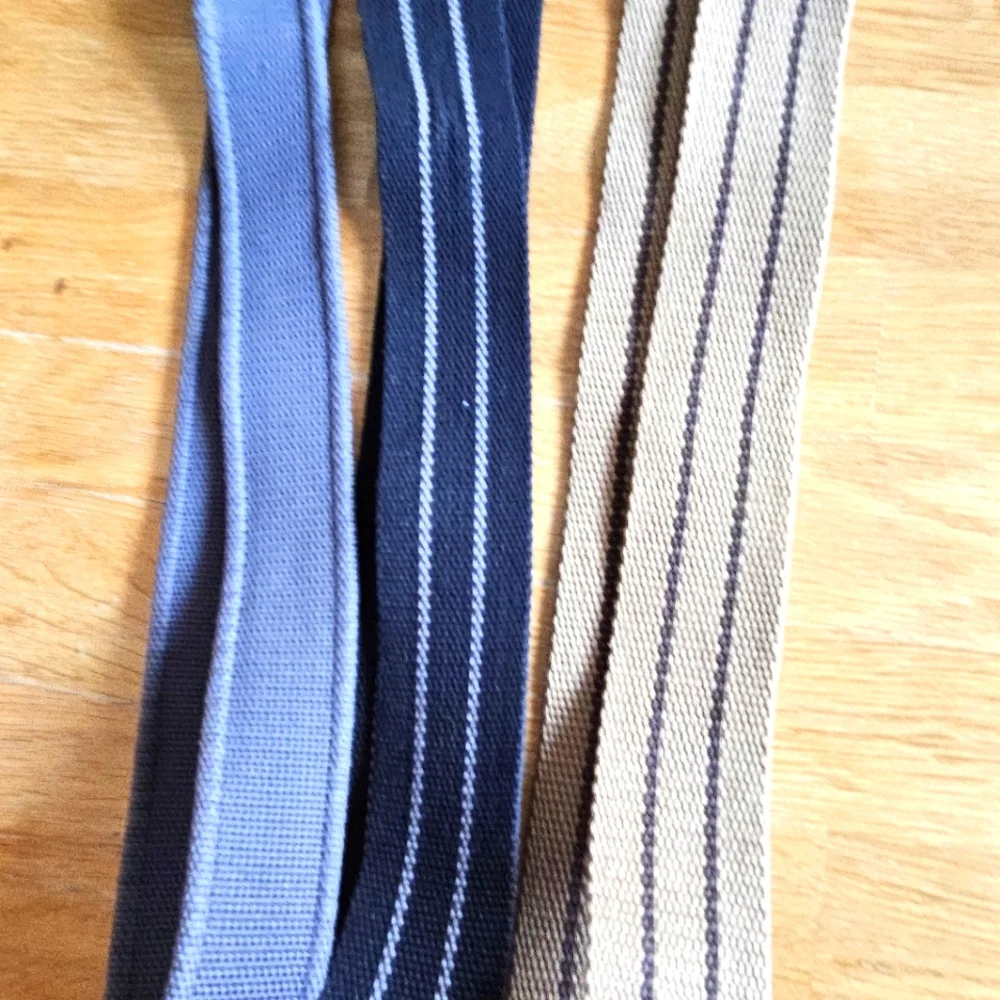 Lot of 3 Canvas D-Ring Web Belts Size 40 Gray Black Khaki Casual Military Style